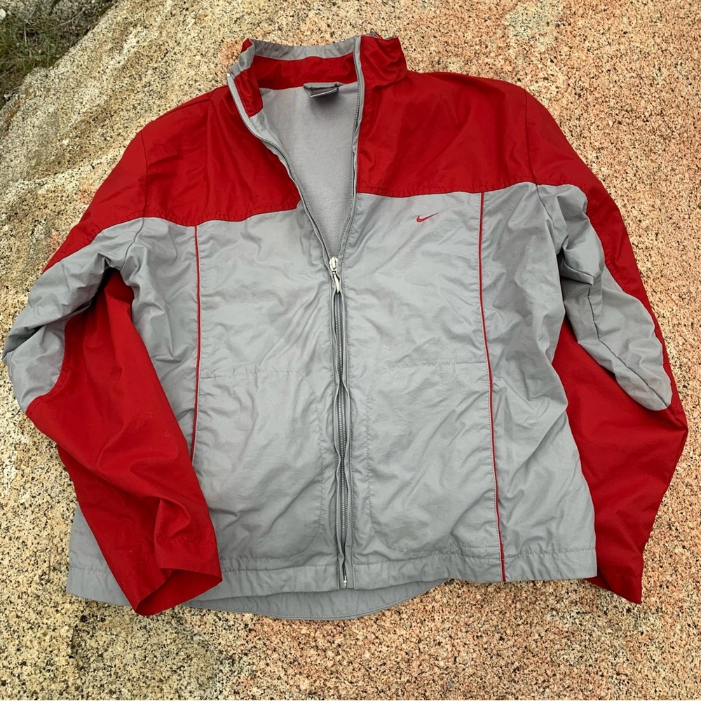 Vintage 90s Nike Windbreaker Jacket  size Medium red/grey